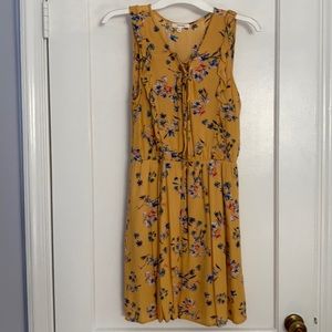 Gold Floral Print Dress - Size M